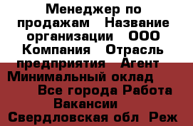 Менеджер по продажам › Название организации ­ ООО Компания › Отрасль предприятия ­ Агент › Минимальный оклад ­ 30 000 - Все города Работа » Вакансии   . Свердловская обл.,Реж г.